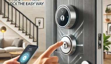 A portrait showcasing a hand installing DIY Smart Locks: Go Keyless and Lock Your Home the Easy Way