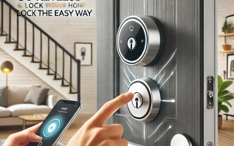A portrait showcasing a hand installing DIY Smart Locks: Go Keyless and Lock Your Home the Easy Way
